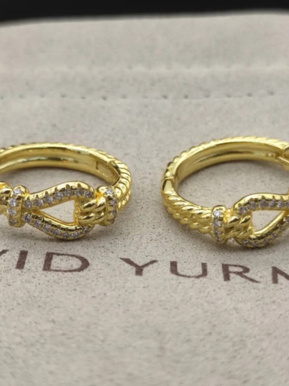 David Yurman Gold Button Hoop Earrings